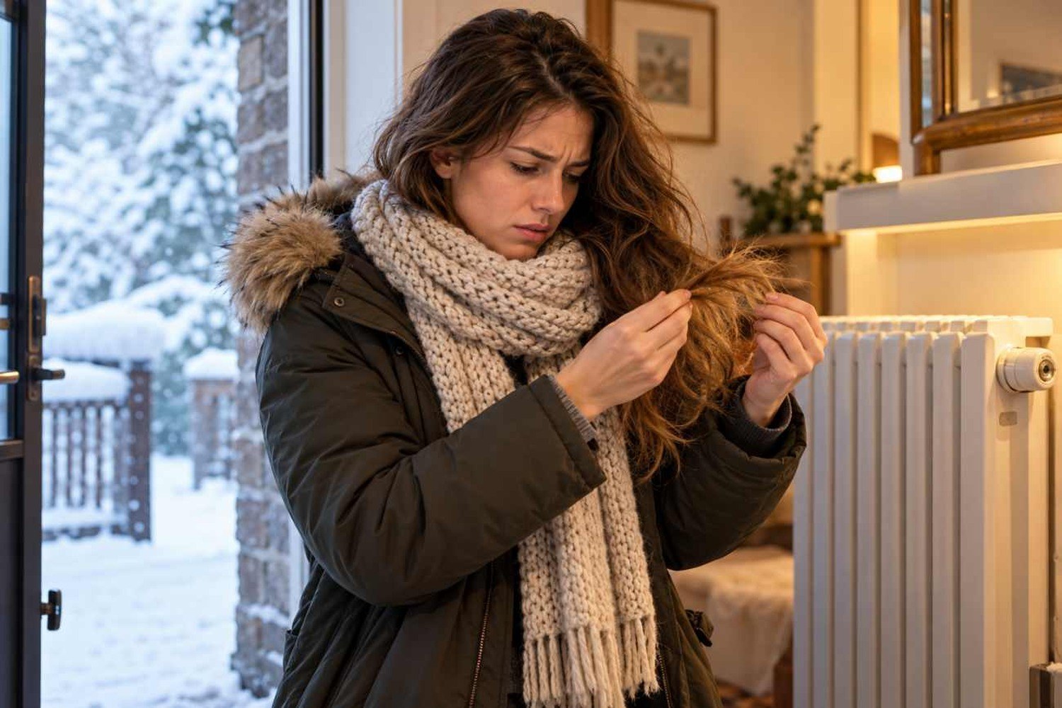 Cosa succede ai capelli quando si passa dal freddo ai termosifoni: gli errori da evitare