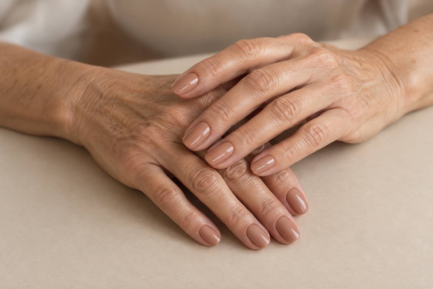 La manicure effetto lifting color caramello che ringiovanisce le mani
